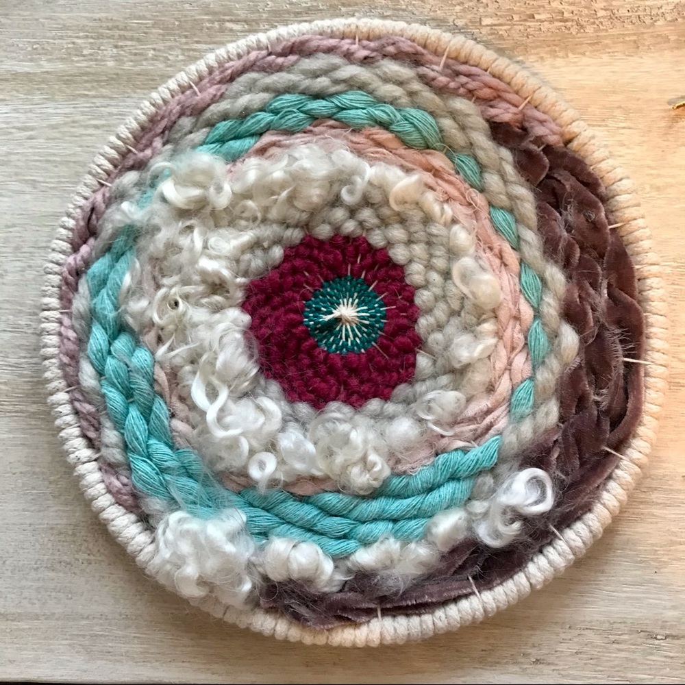 Hand made weave in the round. 8” diameter.